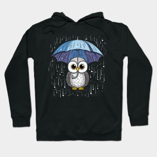 Snowy Owl Rainy Day With Umbrella Hoodie